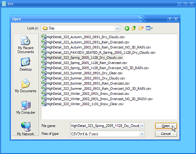 BVE 'File Open' dialog